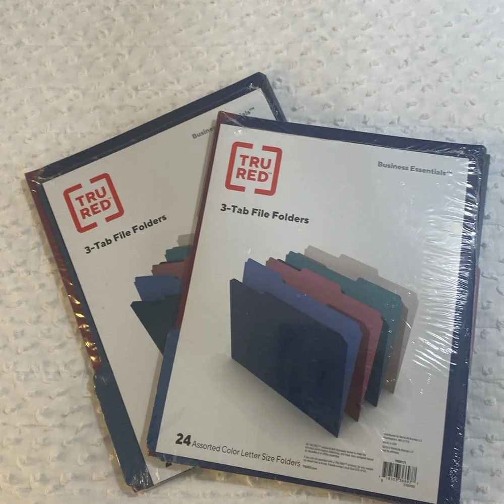 NWT TRURED 3 Tab File Folders 24 Assorted Colors (2)